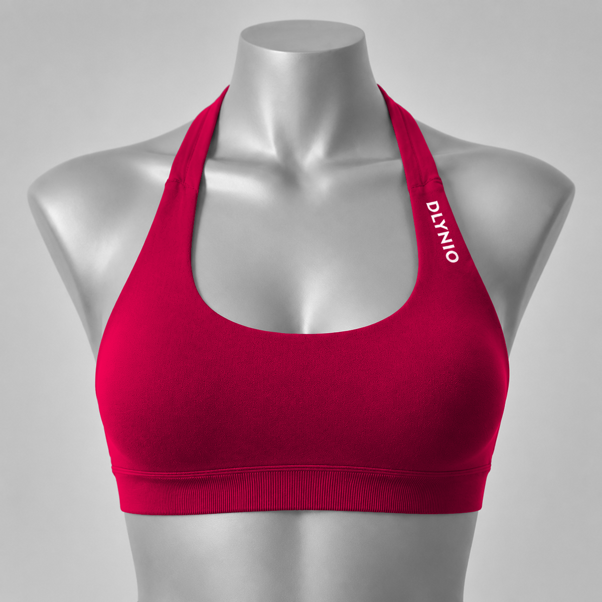 DLYNIO Wine Red halter sports bra, front view