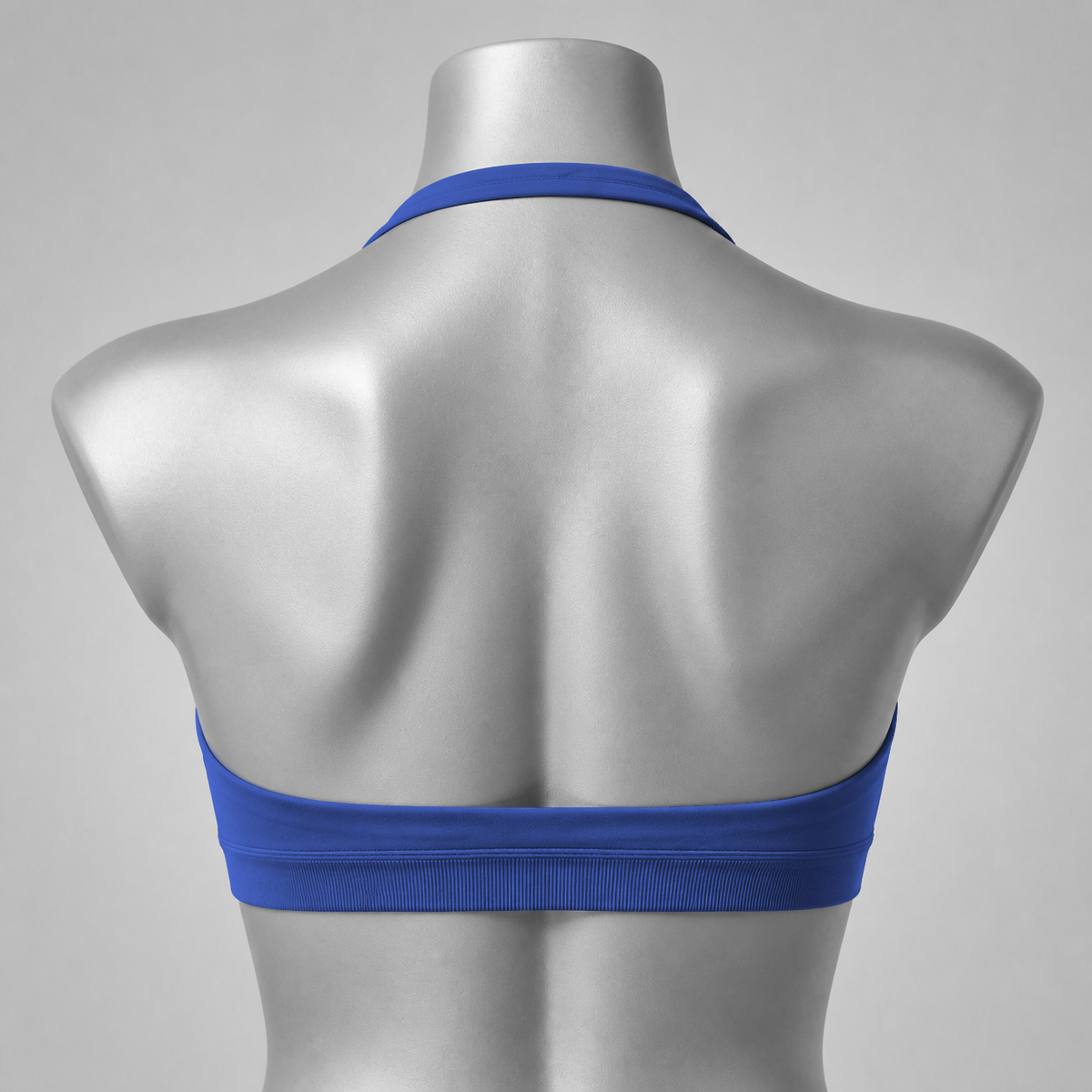 DLYNIO Blue Gray halter sports bra, back view