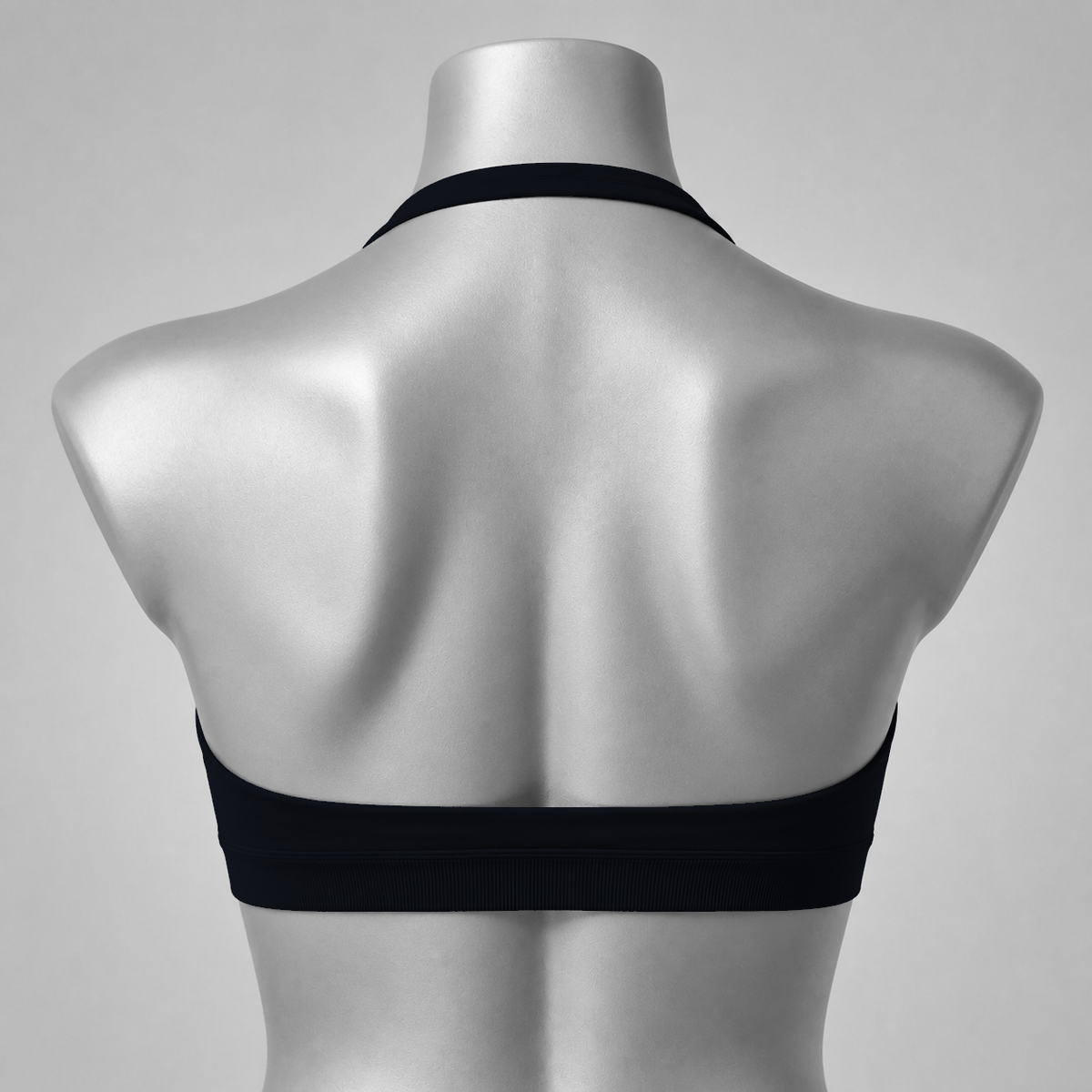 DLYNIO Midnight Black halter sports bra, back view