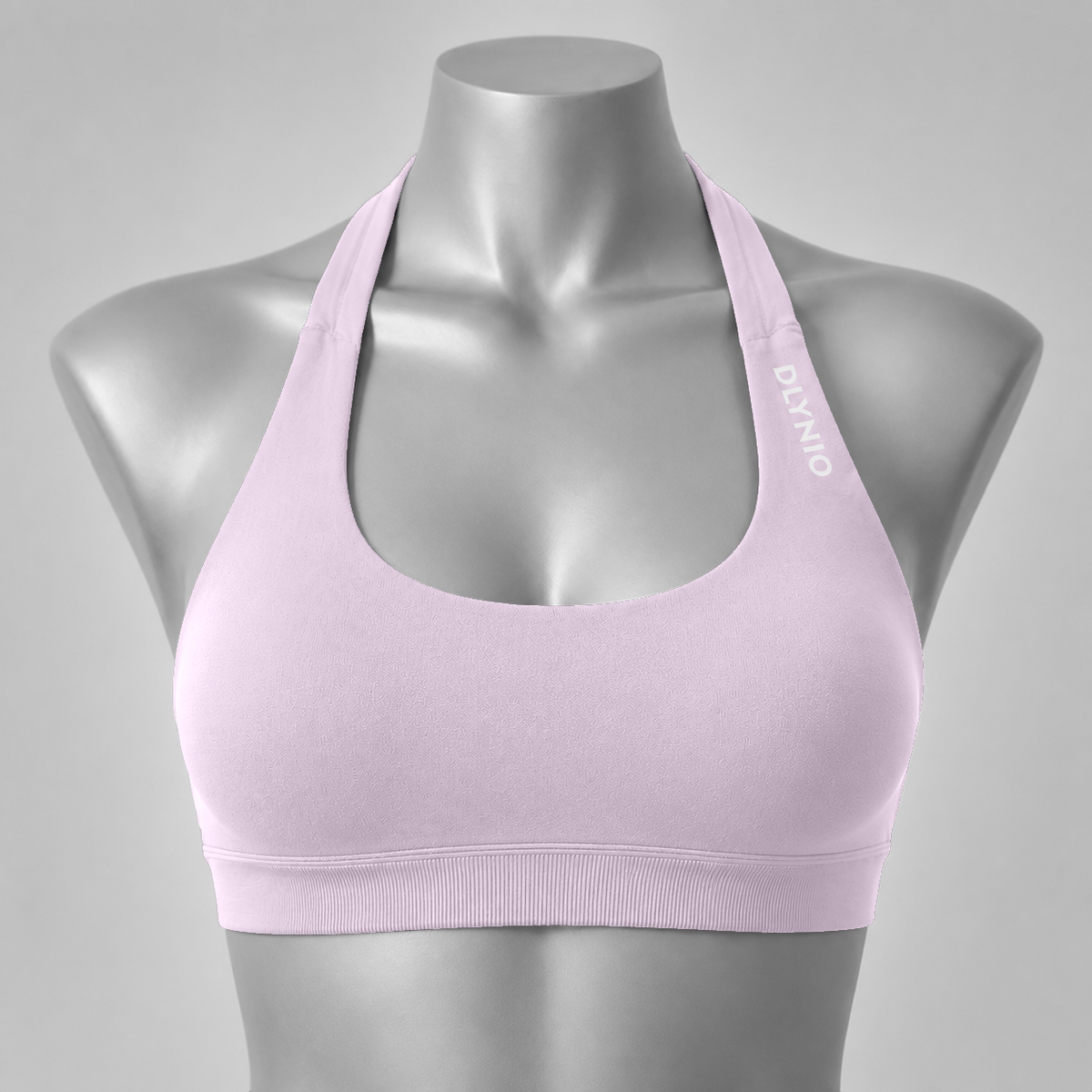 DLYNIO Barbie Pink halter sports bra, front view