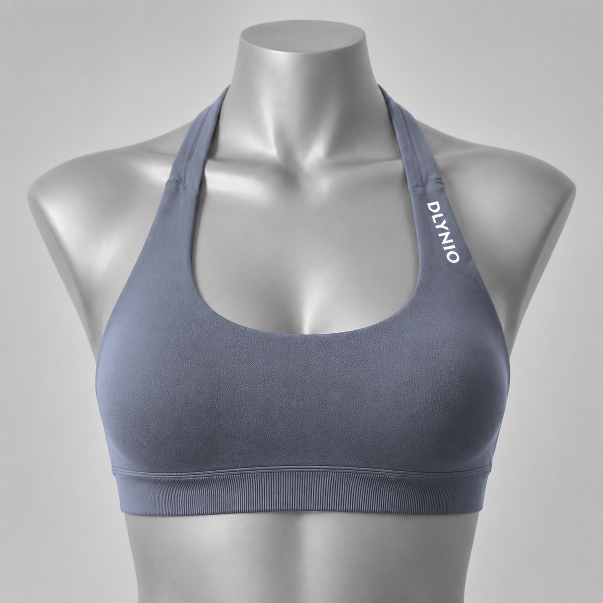 DLYNIO Dark Gray halter sports bra, front view