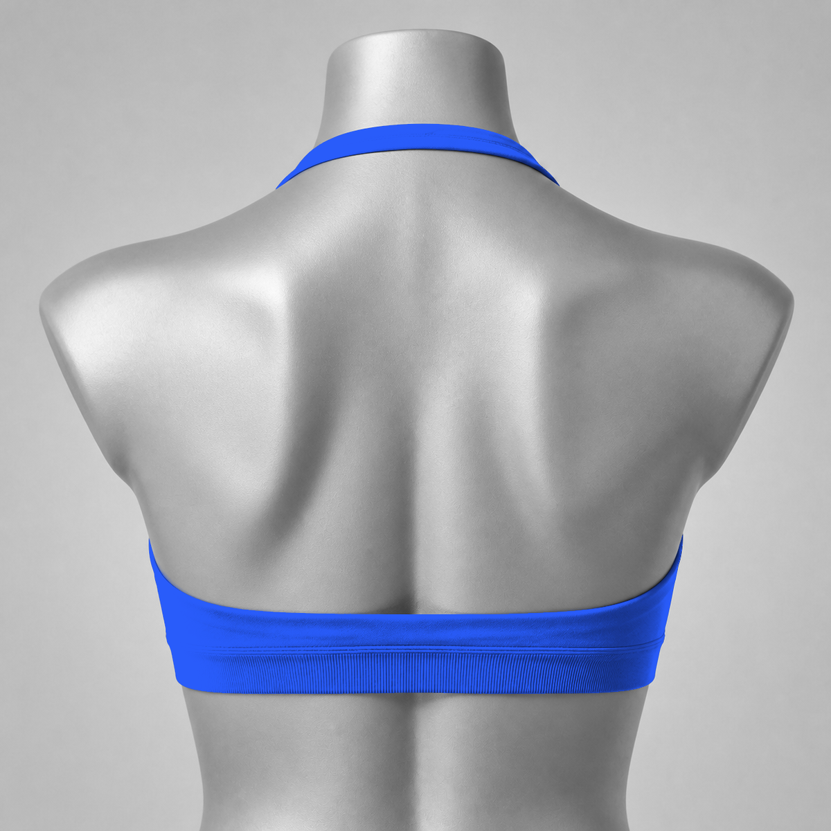 DLYNIO Electric Blue halter sports bra, back view