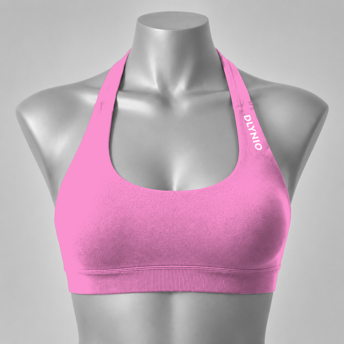 DLYNIO Blossom Pink halter sports bra, front view