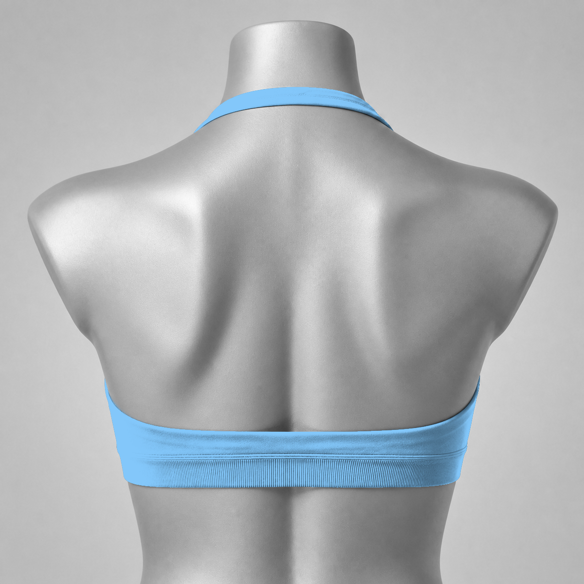 DLYNIO Light Blue halter sports bra, back view