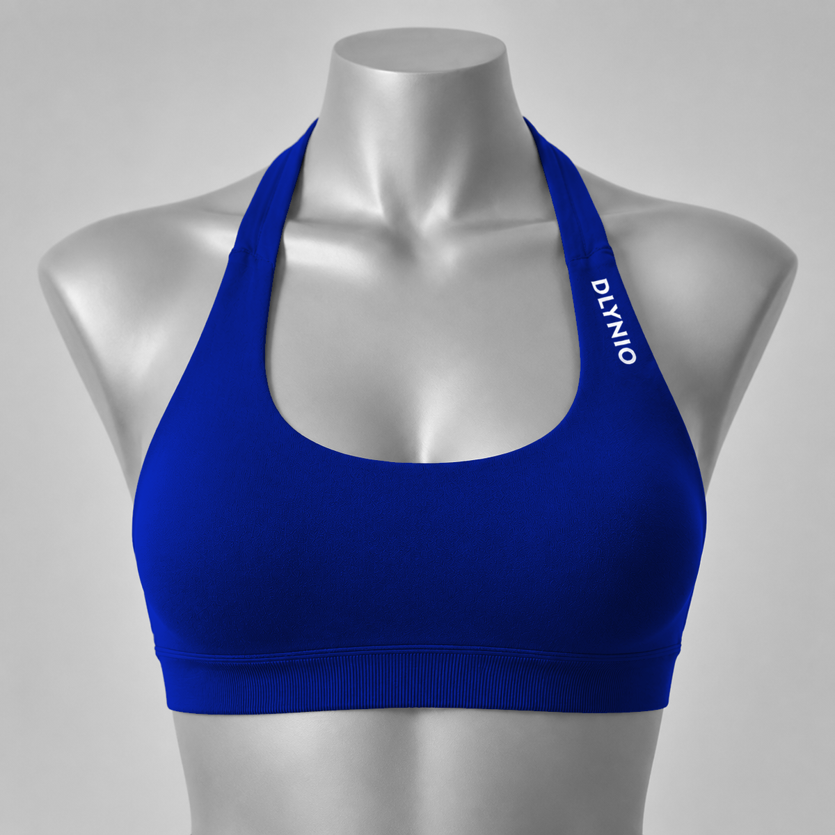 DLYNIO Ink Blue halter sports bra, front view