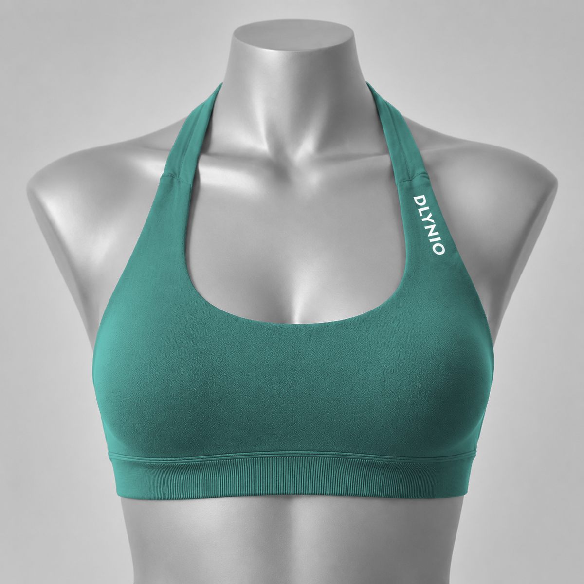 DLYNIO Pine Green halter sports bra, front view