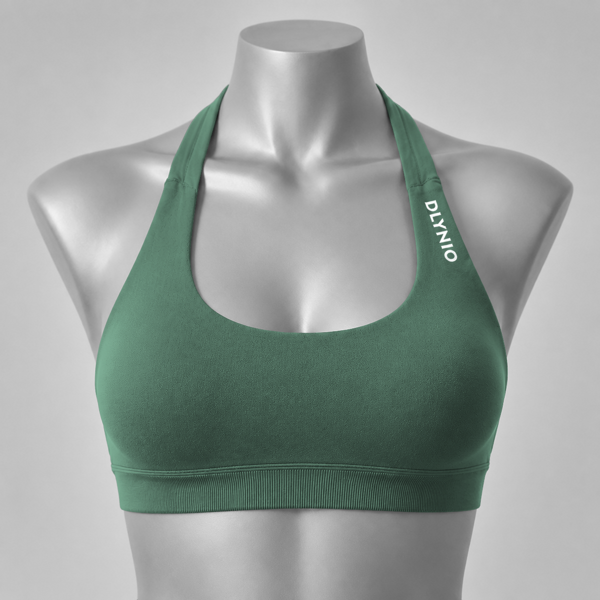 DLYNIO Pistachio halter sports bra, front view