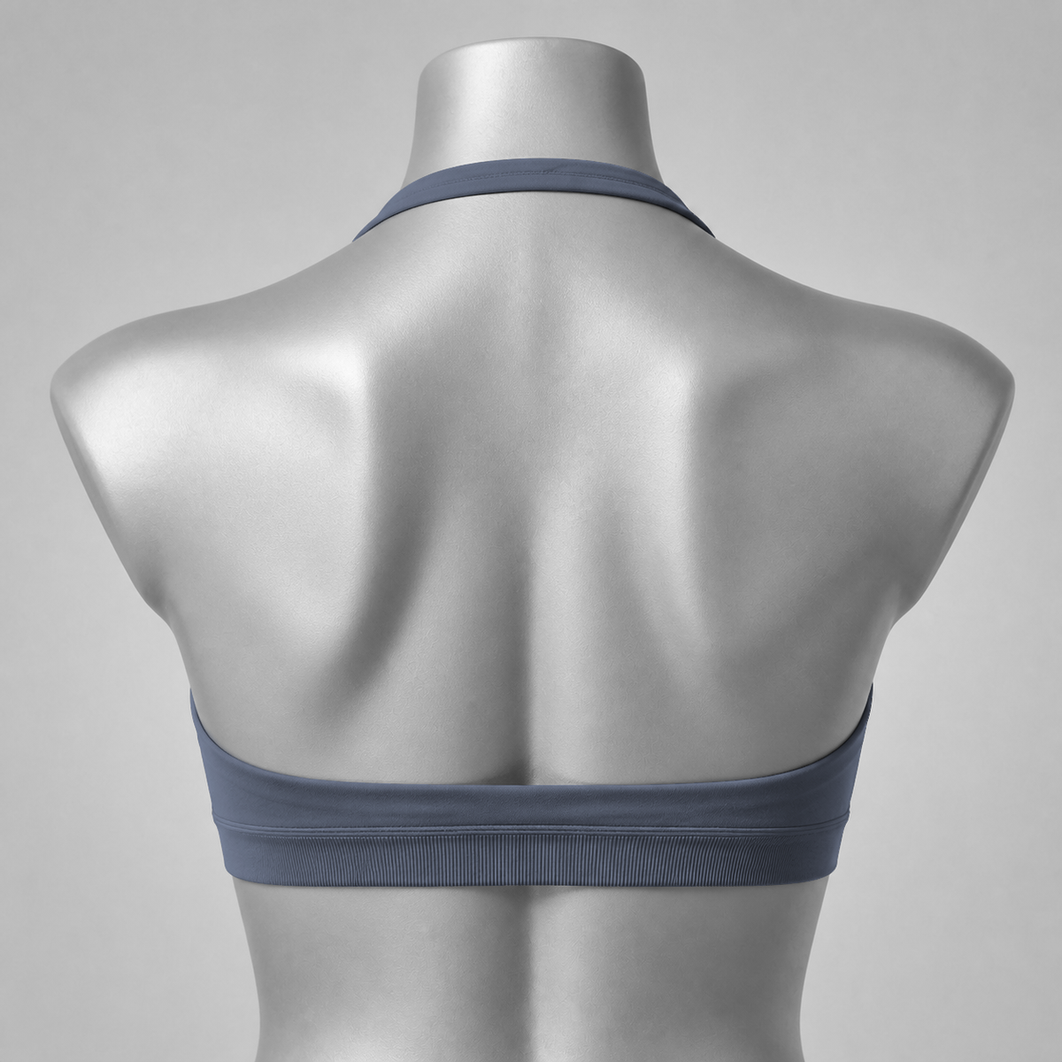 DLYNIO Shark Gray halter sports bra, back view