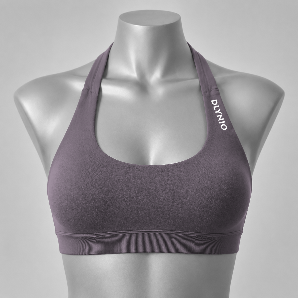 DLYNIO Truffle halter sports bra, front view
