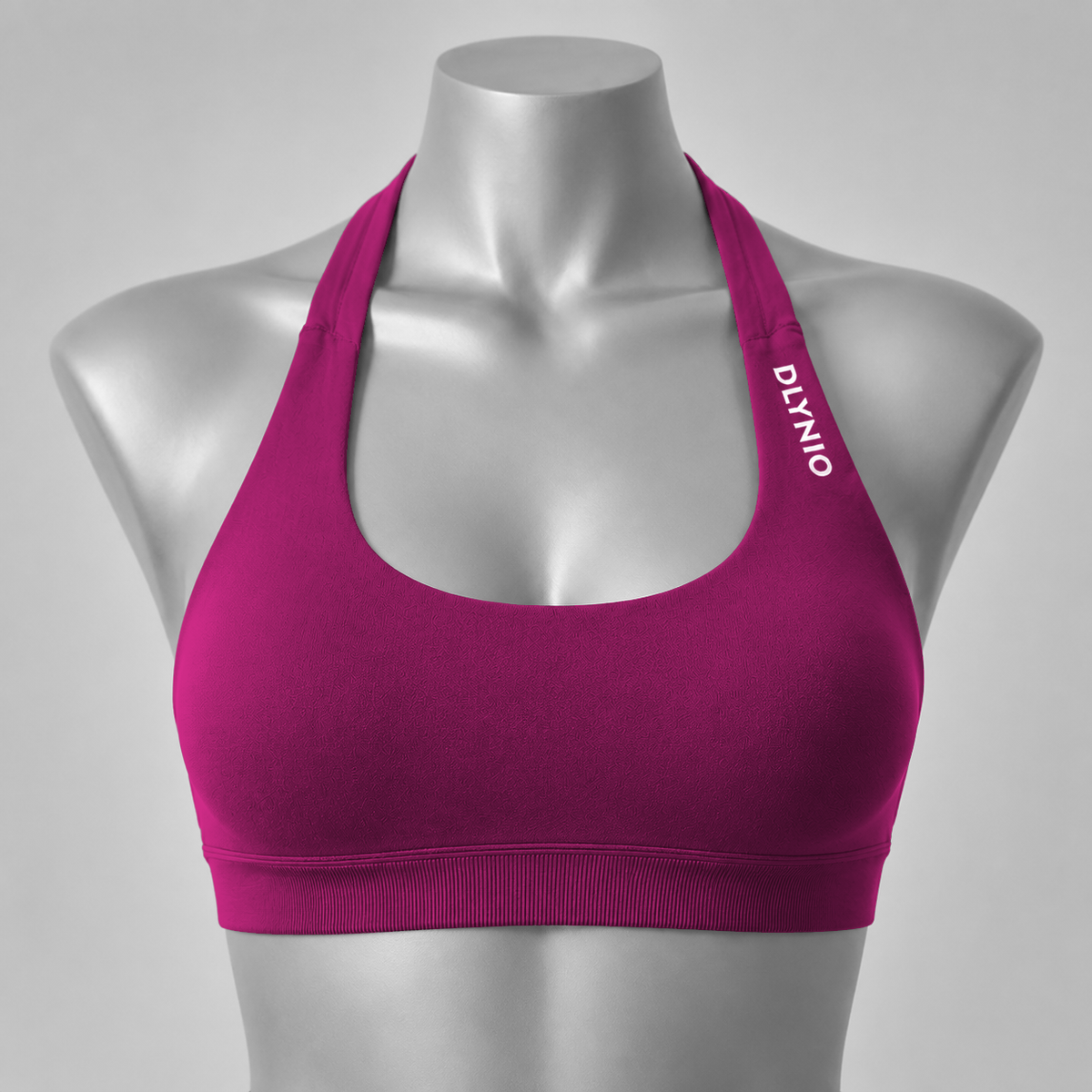 DLYNIO Wild Berry halter sports bra, front view