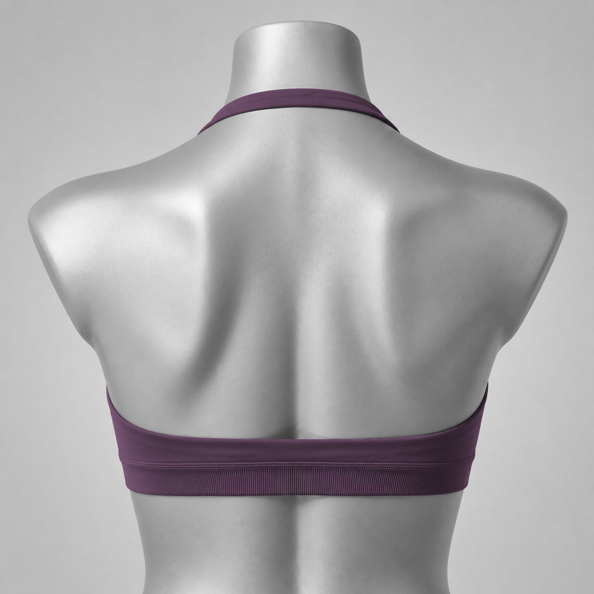 DLYNIO Dark Coffee halter sports bra, back view