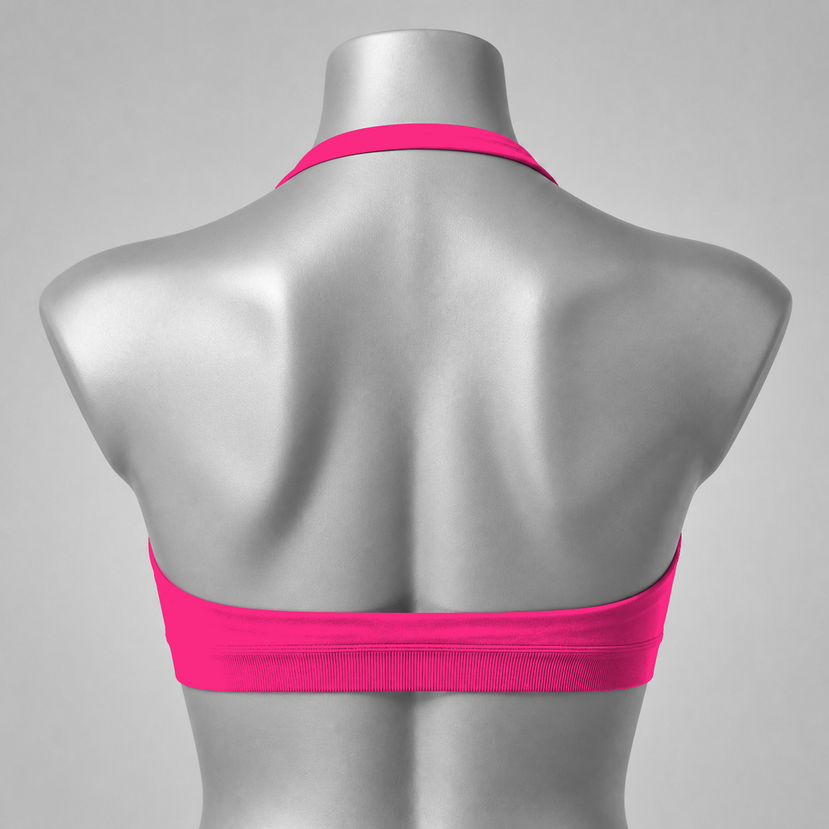 DLYNIO Dragon Fruit Pink halter sports bra, back view