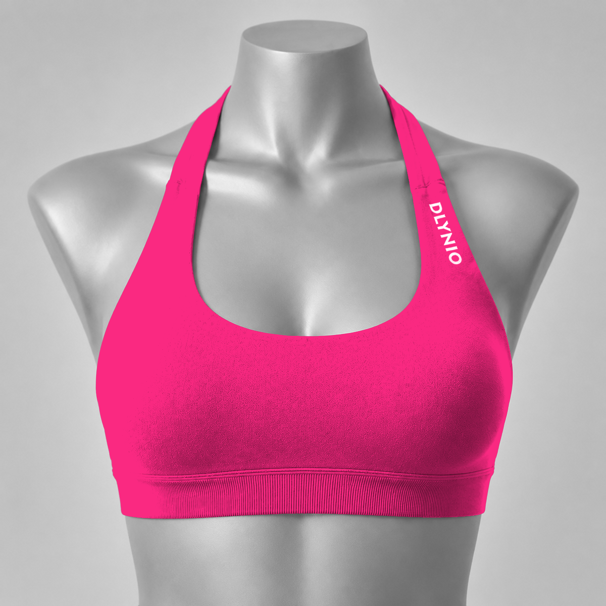 DLYNIO Dragon Fruit Pink halter sports bra, front view