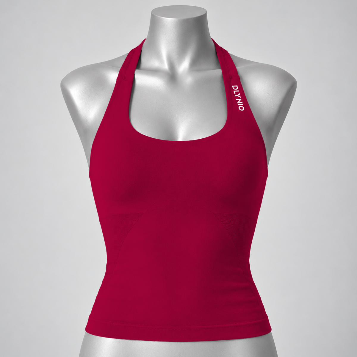 Impact Halter Top in Wine Red, front mannequin view