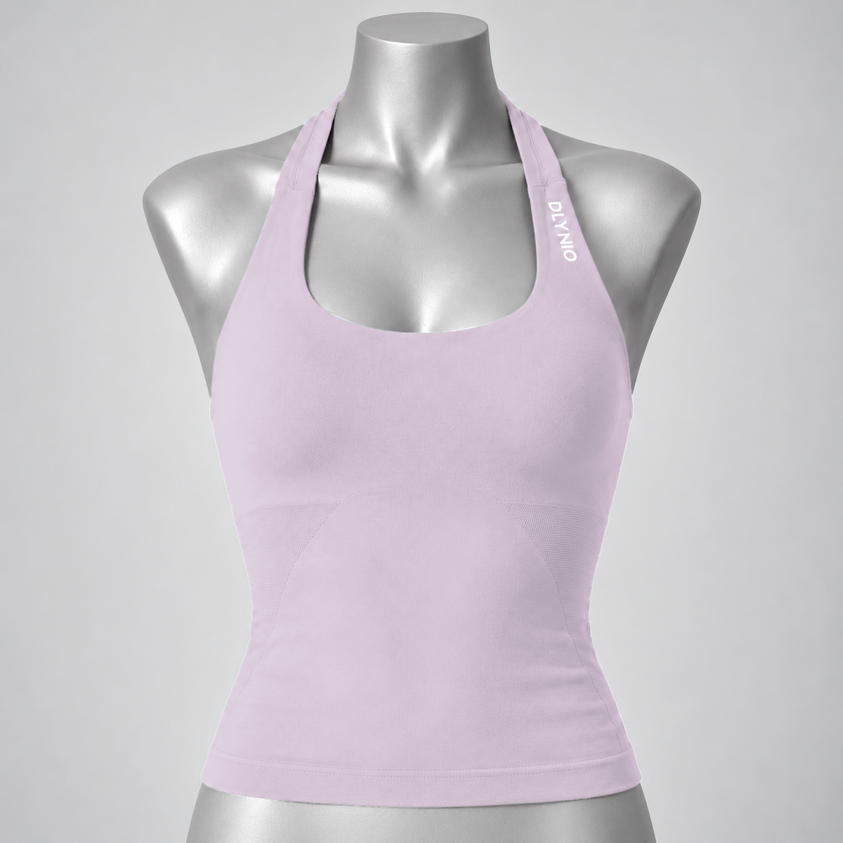 Impact Halter Top in Barbie Pink, front mannequin view
