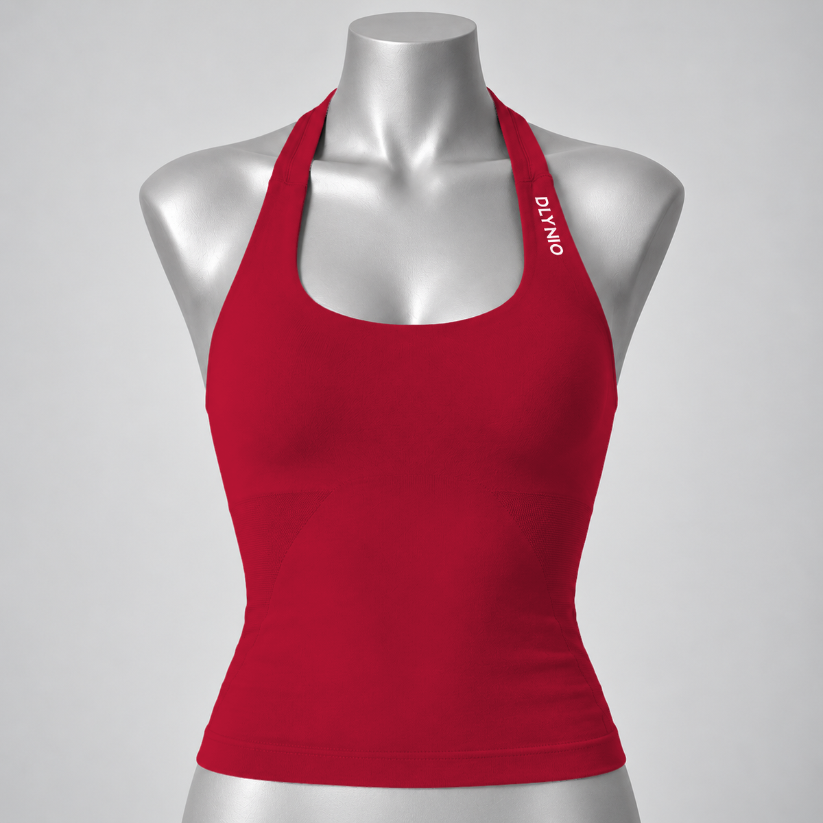 Impact Halter Top in Chilli Red, front mannequin view