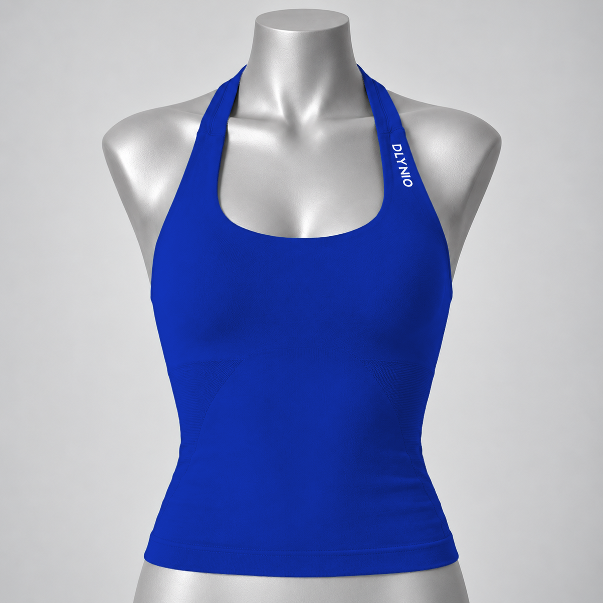 Impact Halter Top in Deep Sea Blue, front mannequin view