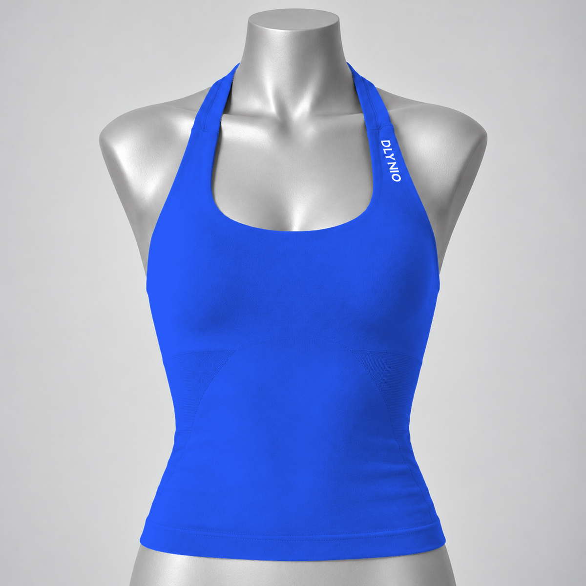 Impact Halter Top in Electric Blue, front mannequin view