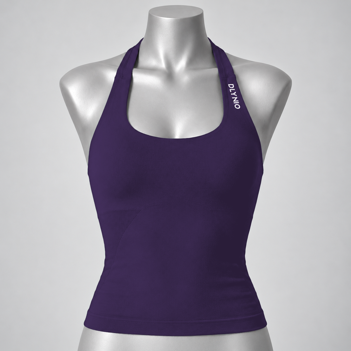 Impact Halter Top in Grape Purple, front mannequin view