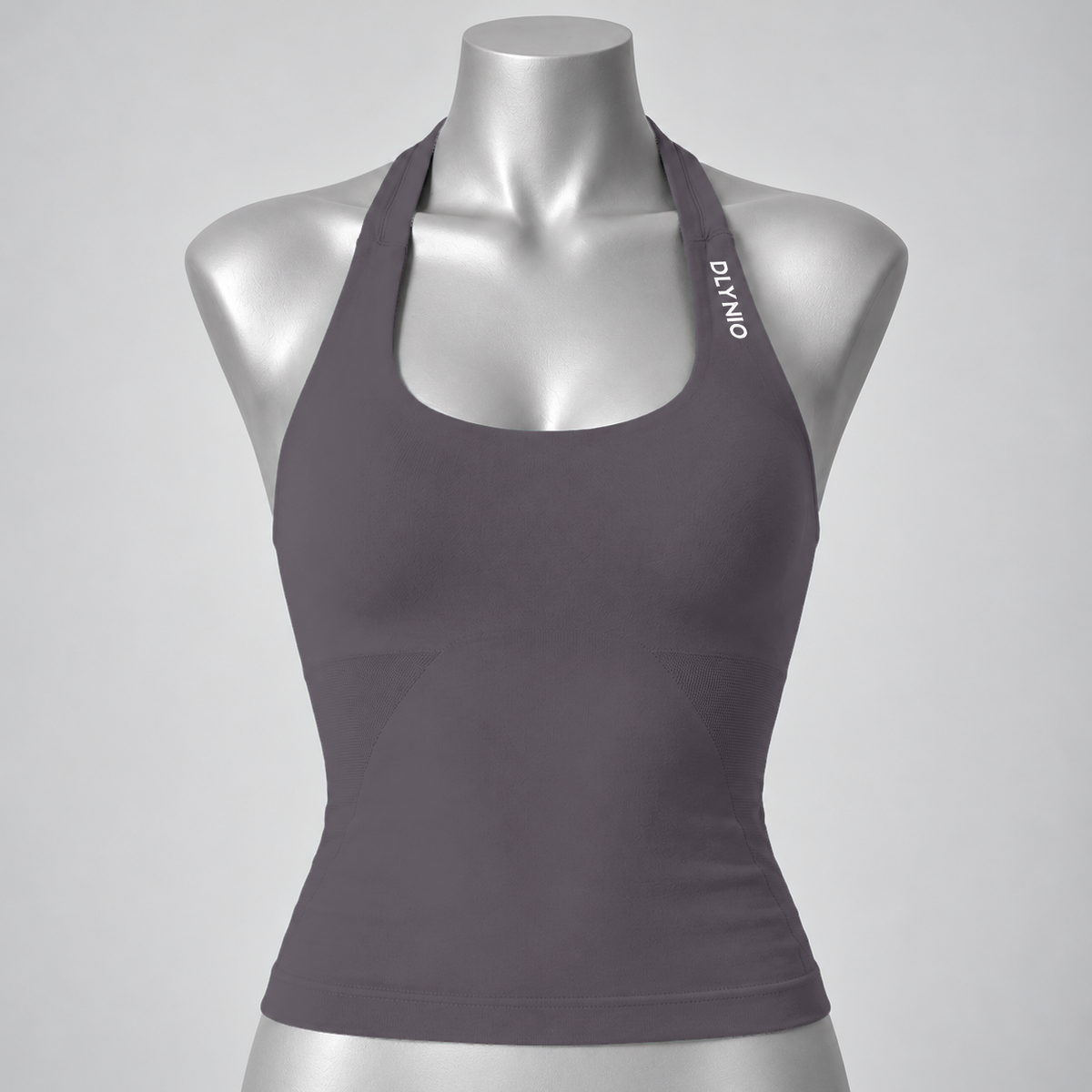 Impact Halter Top in Truffle, front mannequin view