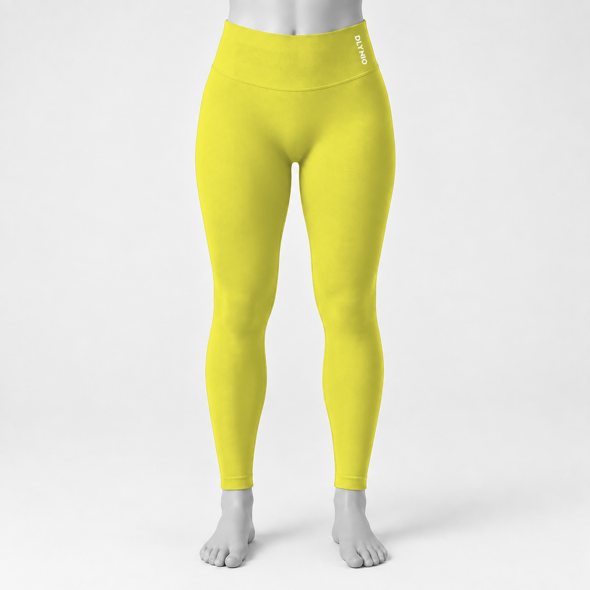 DLYNIO Chick Yellow Impact leggings, front mannequin view