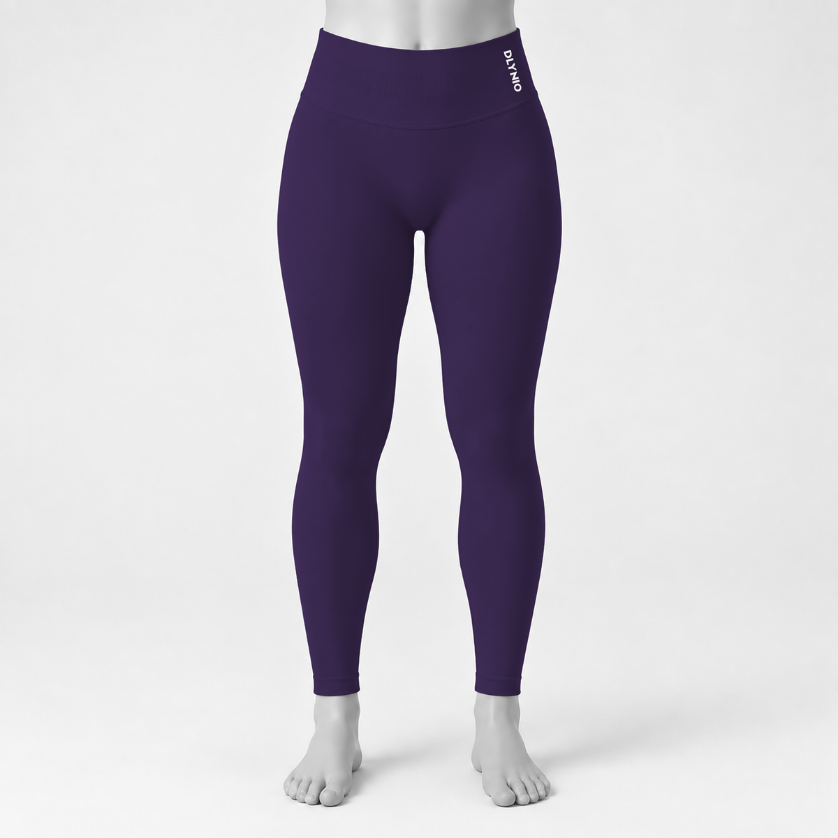 DLYNIO Grape Purple Impact leggings, front mannequin view