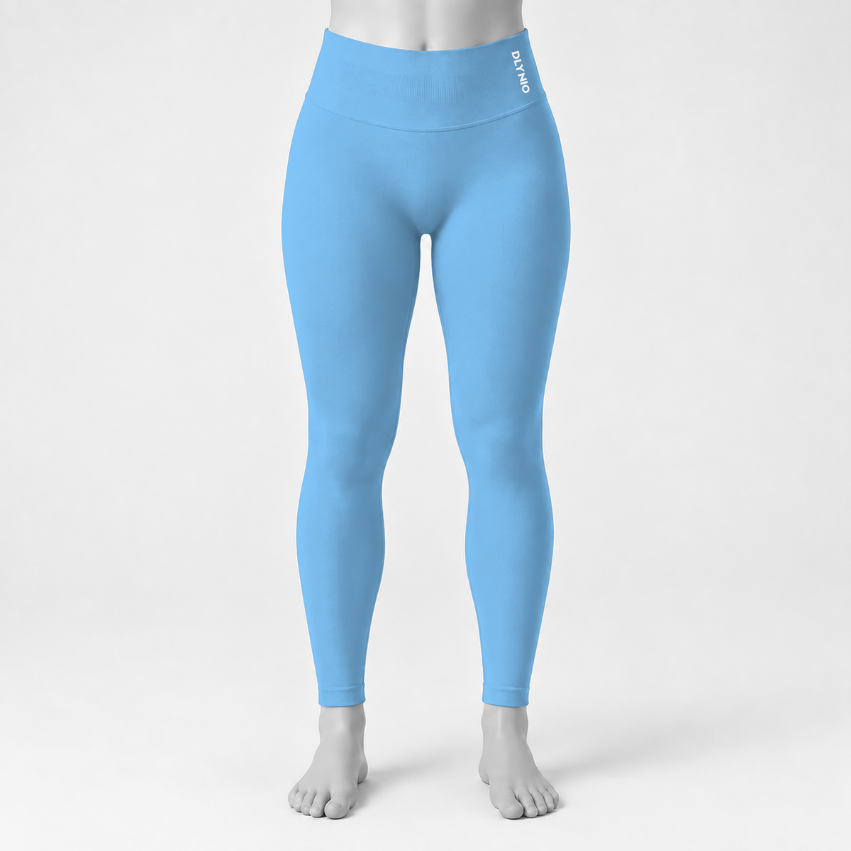 DLYNIO Light Blue Impact leggings, front mannequin view