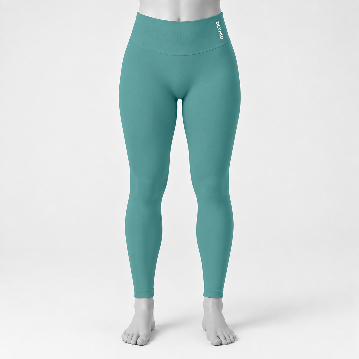 DLYNIO Mint Green Impact leggings, front mannequin view