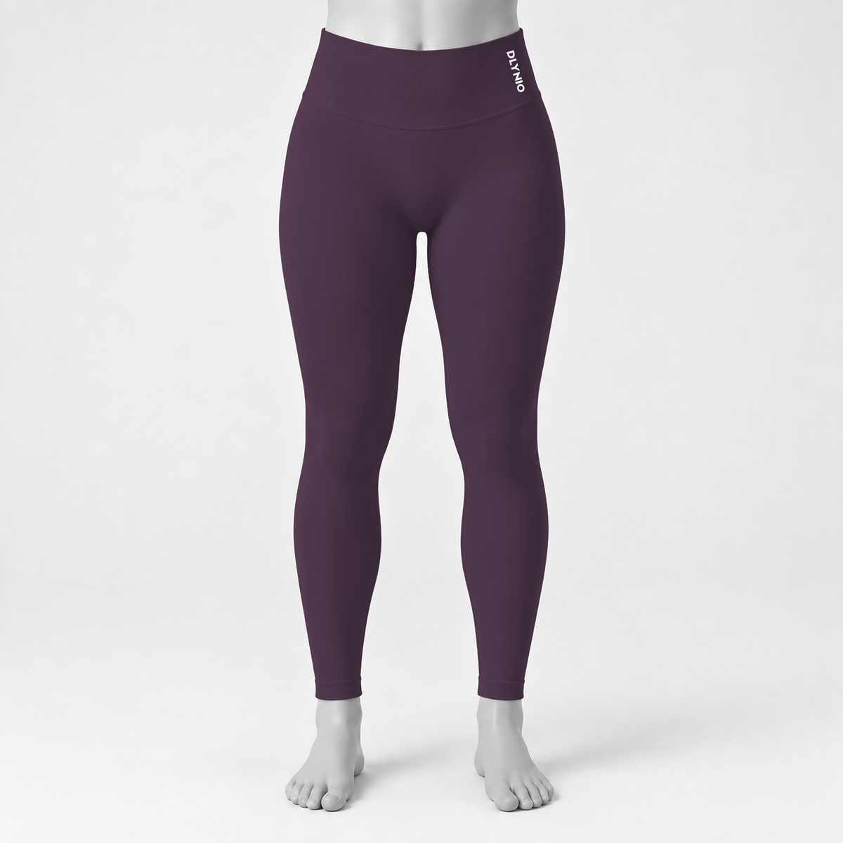 DLYNIO Dark Coffee Impact leggings, front mannequin view