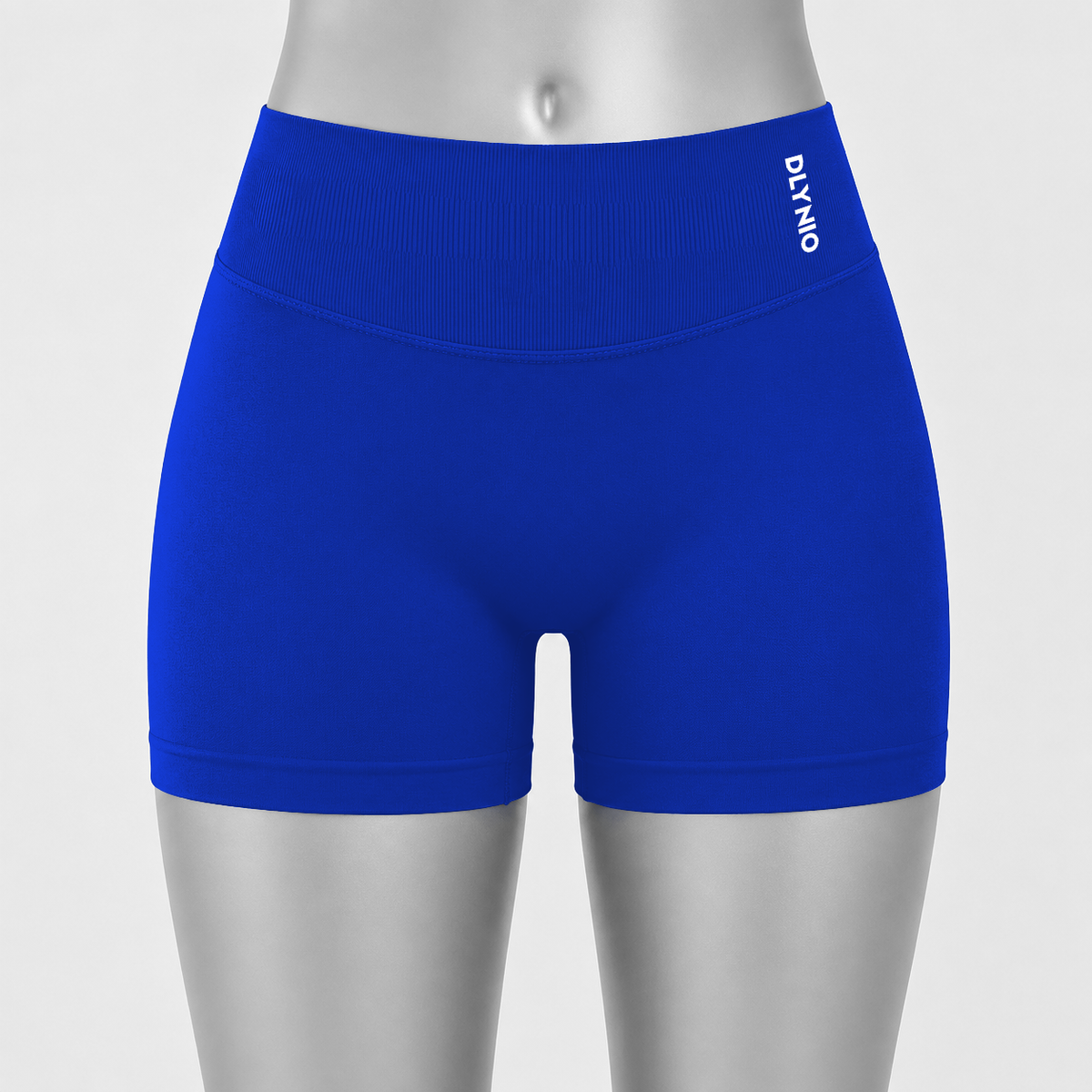 DLYNIO Deep Sea Blue Impact shorts, front mannequin view