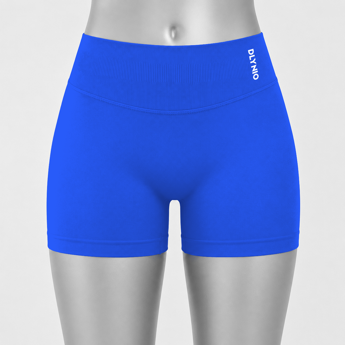 DLYNIO Electric Blue Impact shorts, front mannequin view