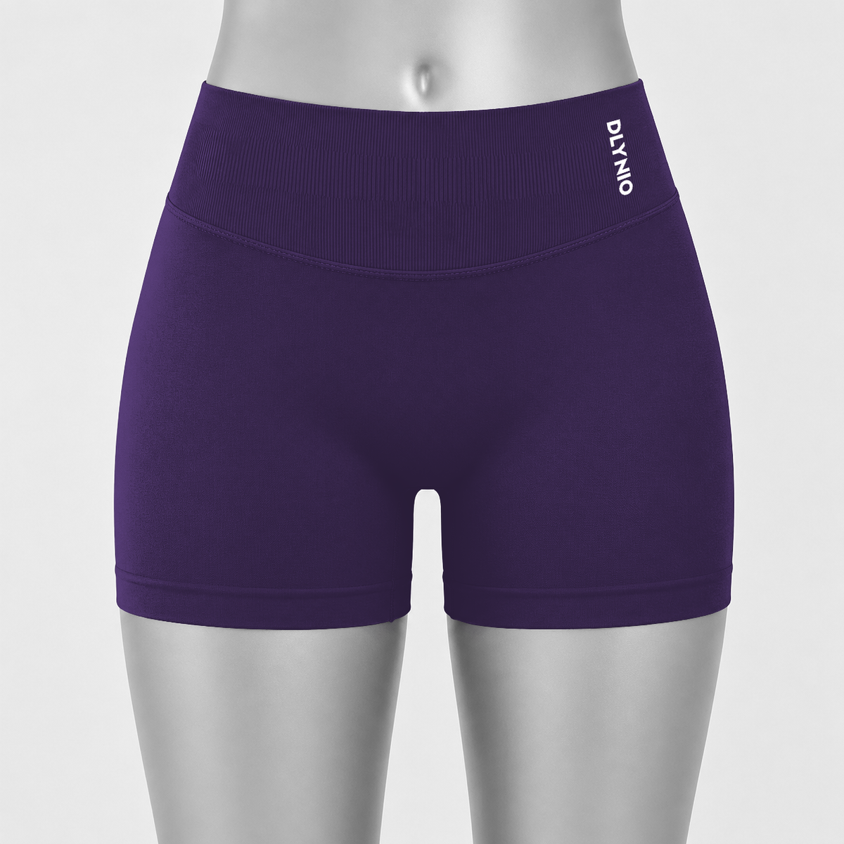 DLYNIO Grape Purple Impact shorts, front mannequin view
