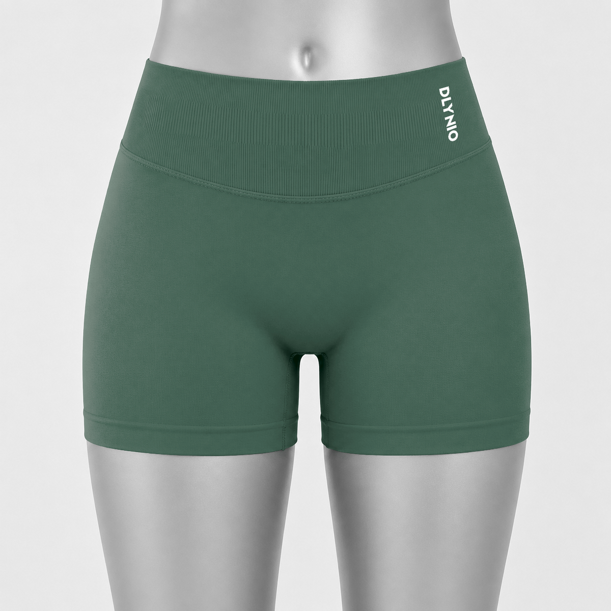 DLYNIO Pistachio Impact shorts, front mannequin view