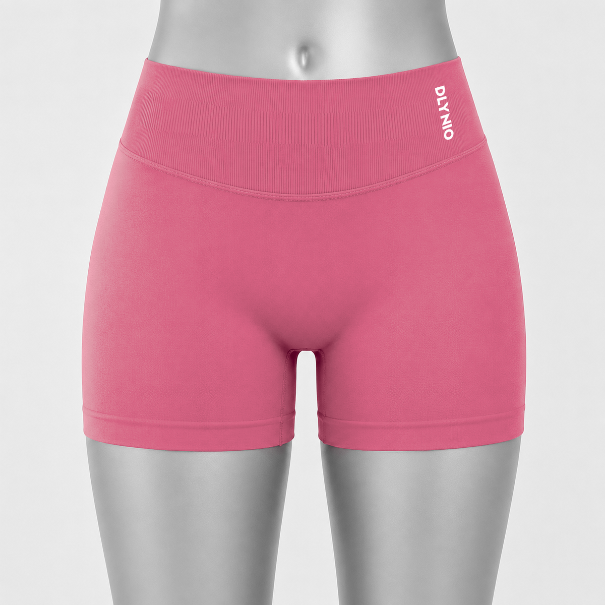 DLYNIO Coral Impact shorts, front mannequin view