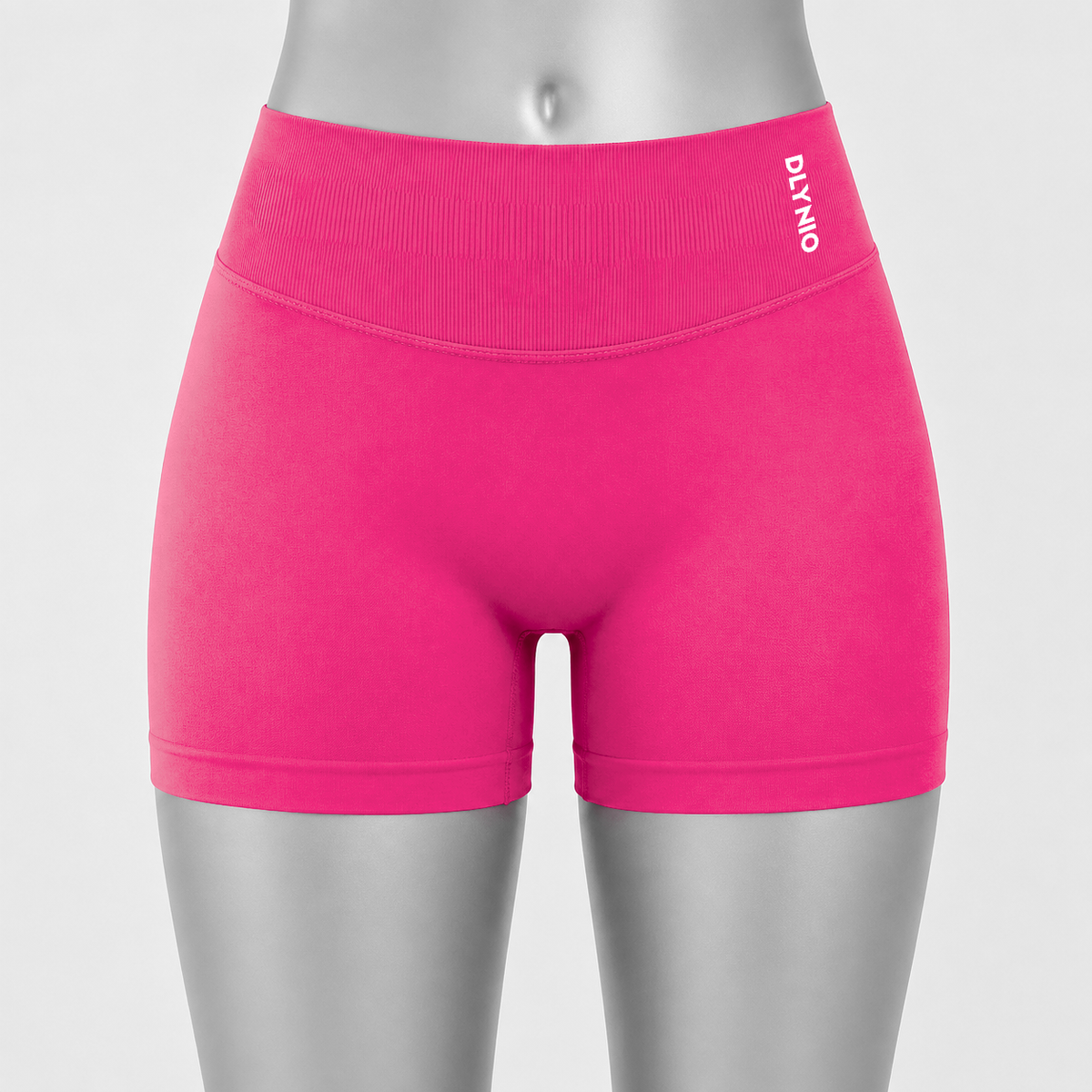 DLYNIO Dragon Fruit Pink Impact shorts, front mannequin view